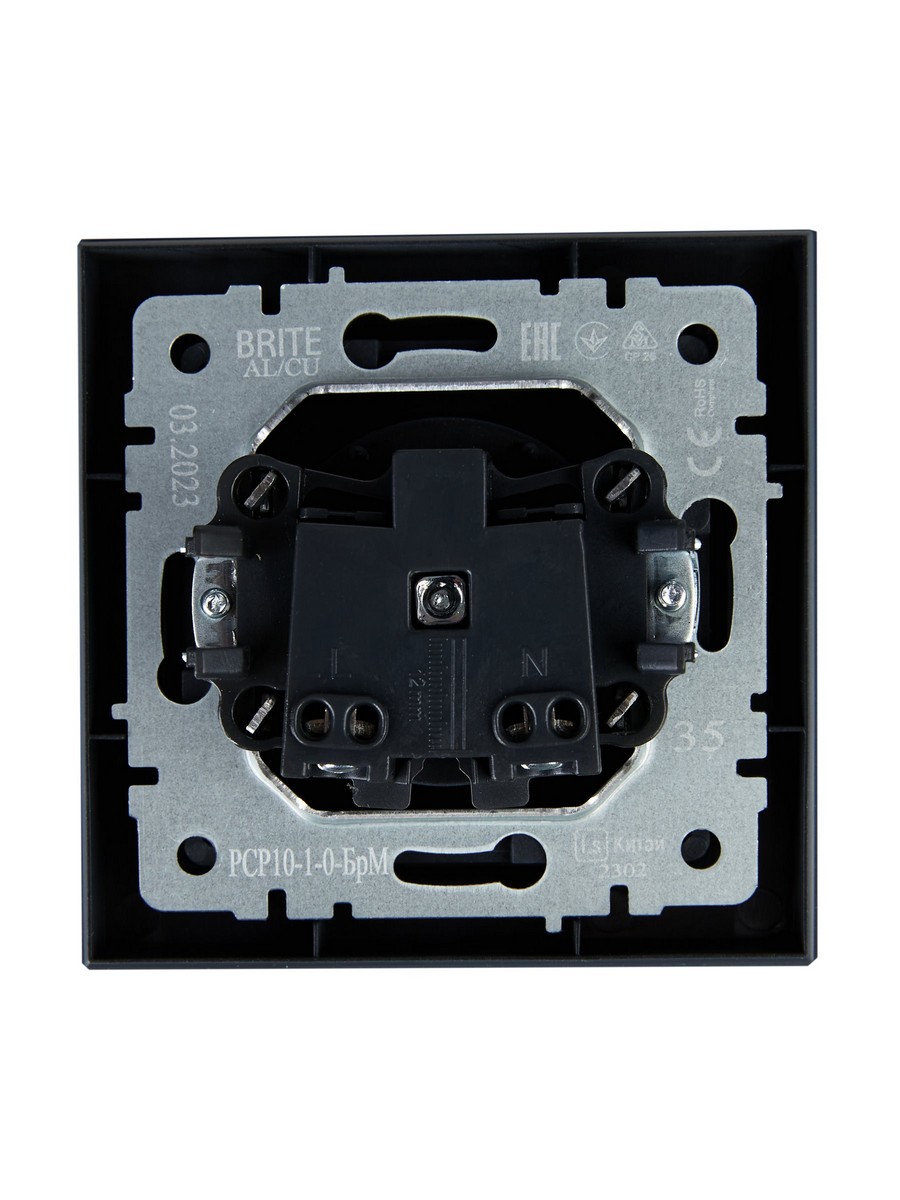 IEK Brite Маренго Розетка IEK BRITE Маренго без з/к/ш 10А в сборе РСР10-1-0-БрМ BR-R10-10-K35-F