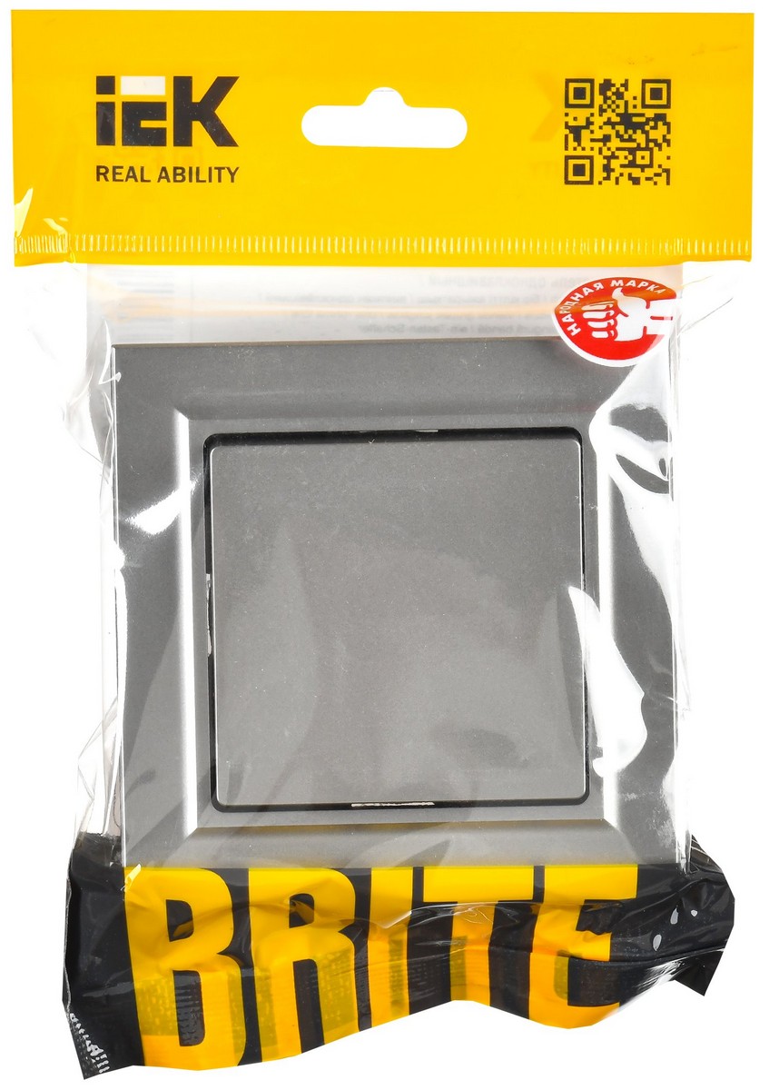 IEK Brite Сталь Выключатель IEK BRITE Сталь 1-кл. 10А в сборе ВСР10-1-0-БрС BR-V10-0-10-K46-F