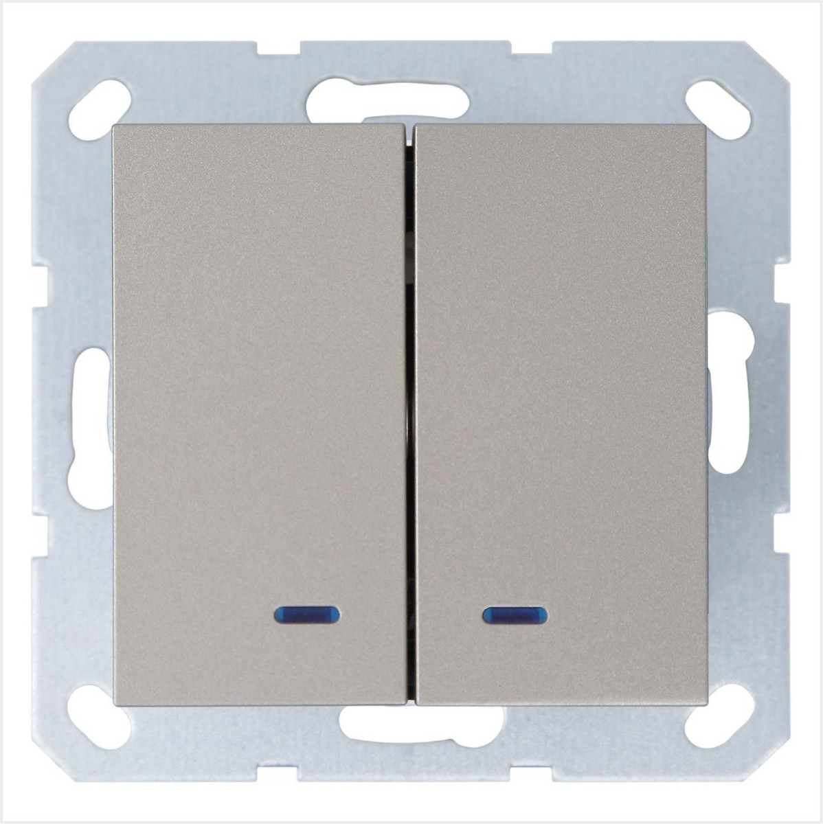 JASMART G - розетки и выключатели Выключатель JASMART двухклавишный со светодиодами шампань G3023NCH