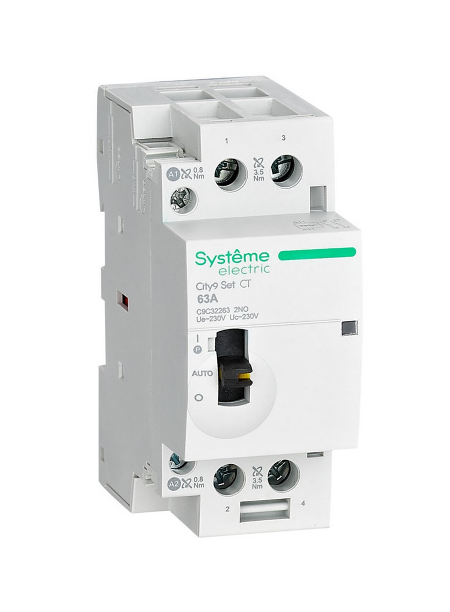 Контакторы Модульный контактор Systeme Electric City9 SET 2P 2НО 63A Ручное управление AC C9C32263 