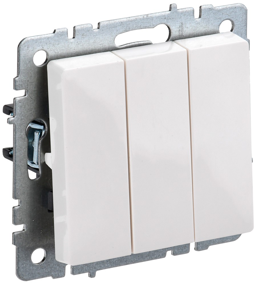 IEK Brite Белый Выключатель IEK BRITE BASE Белый 3-кл. 10А ВС10-3-0-БрБ BR-V30-0-10-K01-PRO