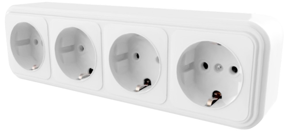 Накладные розетки и выключатели Stekker Розетка 4-местная с/з STEKKER PST16-61-20 16А IP20 белый Брест 39703