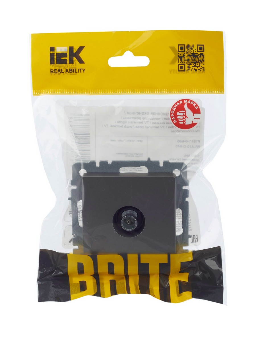 IEK Brite Сталь Розетка IEK BRITE TV оконечная РТВ11-0-БрС сталь BR-A10-O-K46