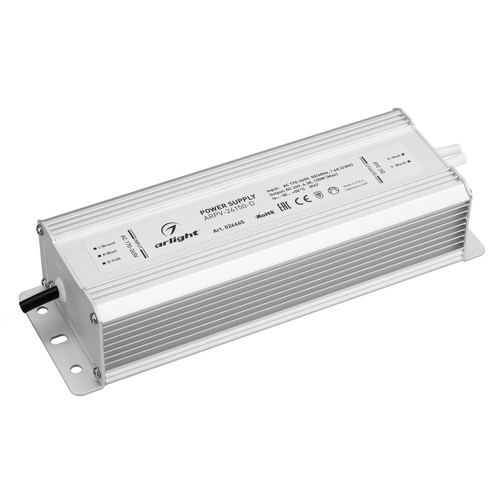 Блоки питания для светодиодной ленты Блок питания Arlight ARPV-24150-D (24V, 6.3A, 150W) (IP67 Металл, 3 года) 026665 
