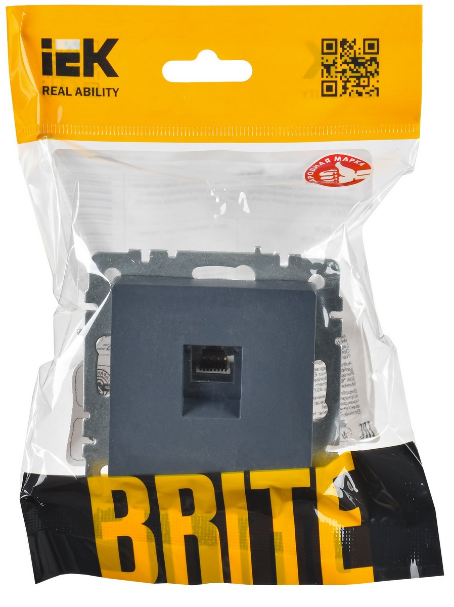 IEK Brite Маренго Розетка компьютерная IEK BRITE BASE Маренго RJ45 кат.6 РК11-БрМ BR-K10-2-K35