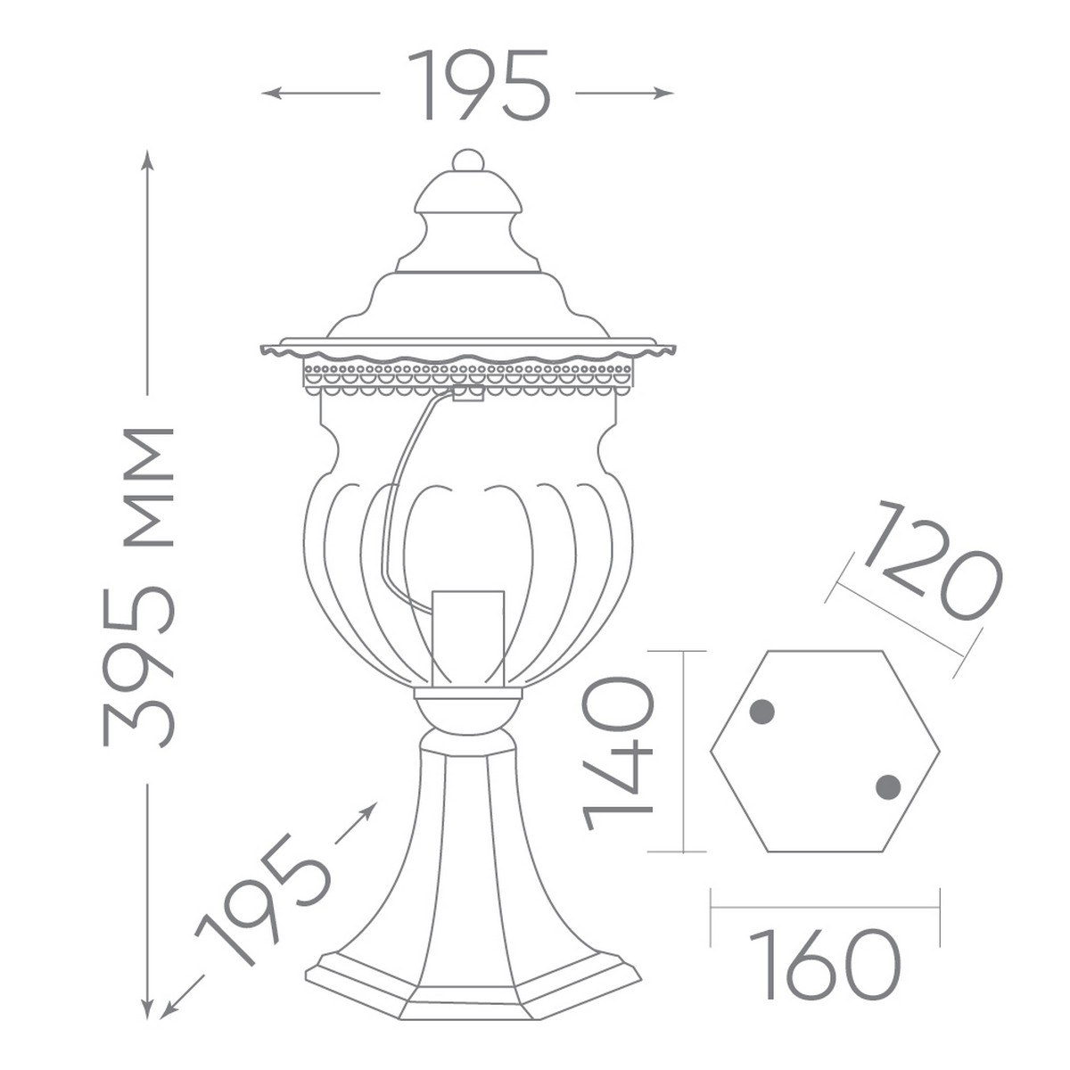 Уличные светильники на постамент Светильник садово-парковый Feron PL594 на постамент 60W 230V E27 коричневый 11622 