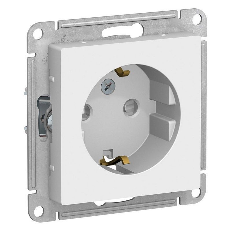 AtlasDesign Белый Розетка Systeme Electric AtlasDesign белый с/з со шторками, 16А, ATN000145