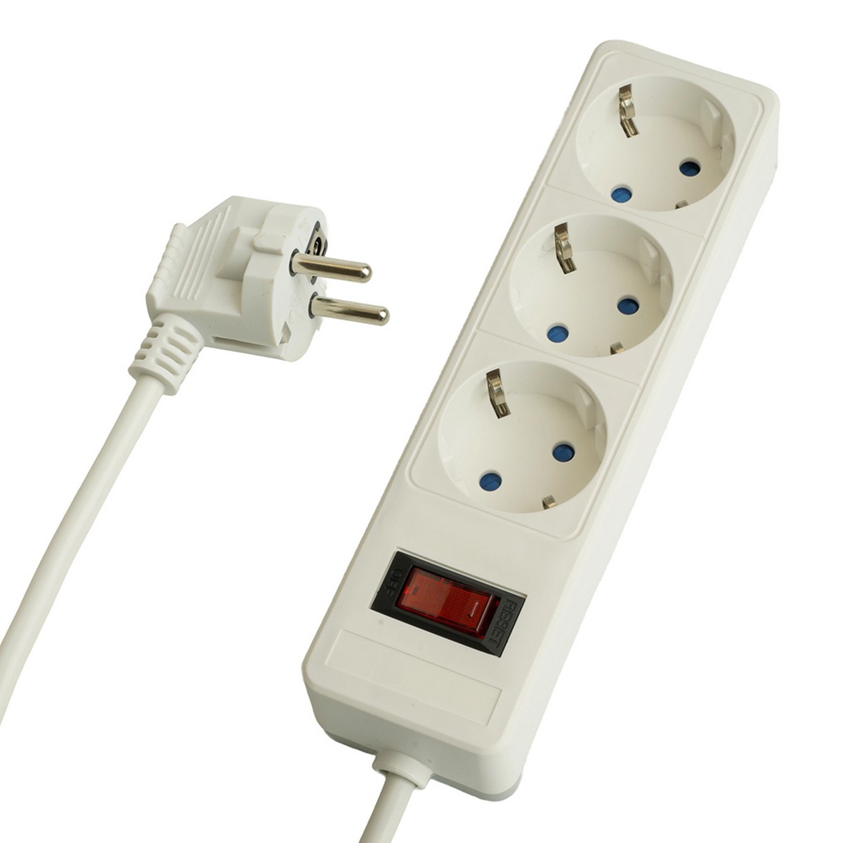 Колодки и удлинители, тройники Сетевой фильтр 3-местный с/з STEKKER HM20-31-05 3x1мм2 5 м серия Optima белый 50088