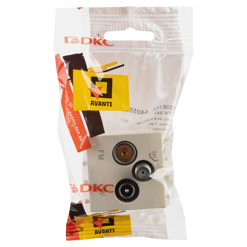 DKC Avanti механизмы Ванильная дымка Розетка TV DKC Avanti-FM-SAT модульная "Ванильная дымка" 2 модуля 4405532