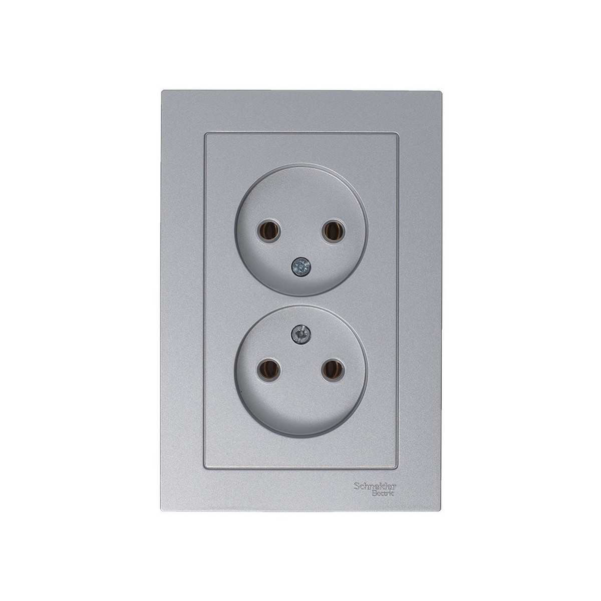 AtlasDesign Алюминий Розетка Systeme Electric AtlasDesign Алюминий б/з двойная, 16А, в сборе ATN000320