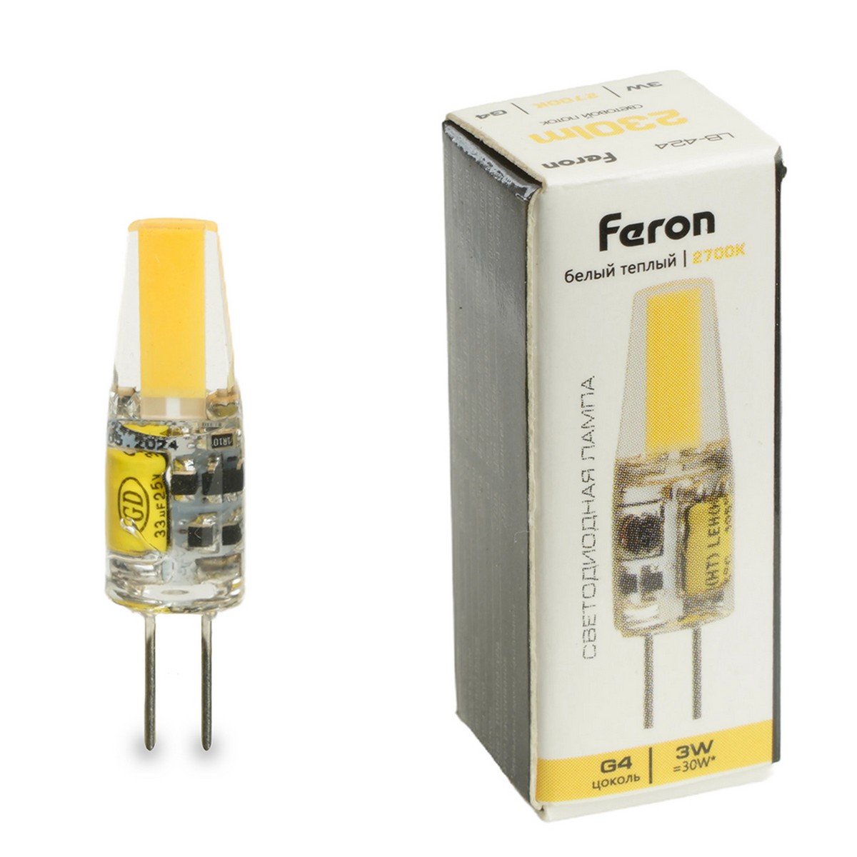 G4 Лампа светодиодная Feron LB-424 G4 3W 12V 2700K 51170