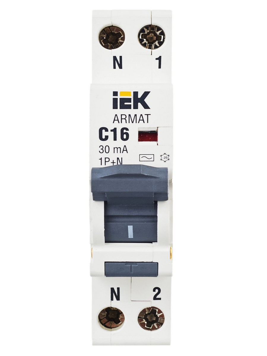 АВДТ Дифф. Автомат IEK ARMAT B06S 1P+NP C16 30мА тип AC (18мм) AR-B06S-1N-C16C030