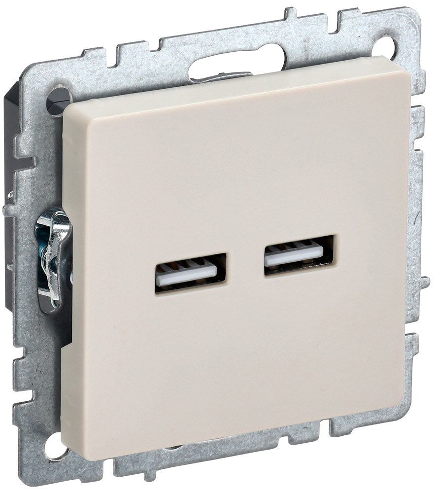 IEK Brite Бежевый Розетка IEK BRITE USB A+A 3,1А РЮ10-1-БрКр бежевый BR-U21-D31-K10