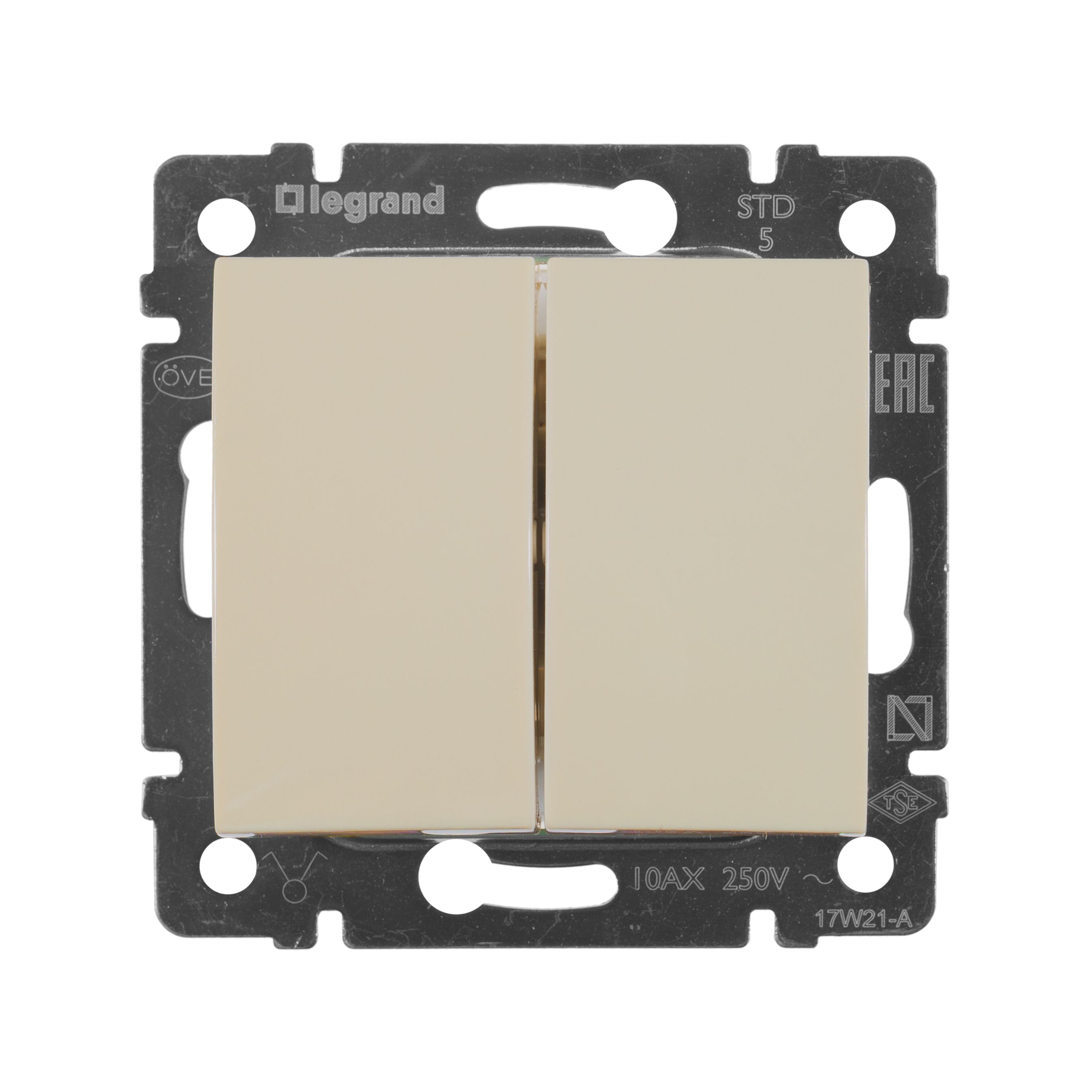 Legrand Valena Classic Кремовый Выключатель Legrand Valena Крем 2-клавишный 774305