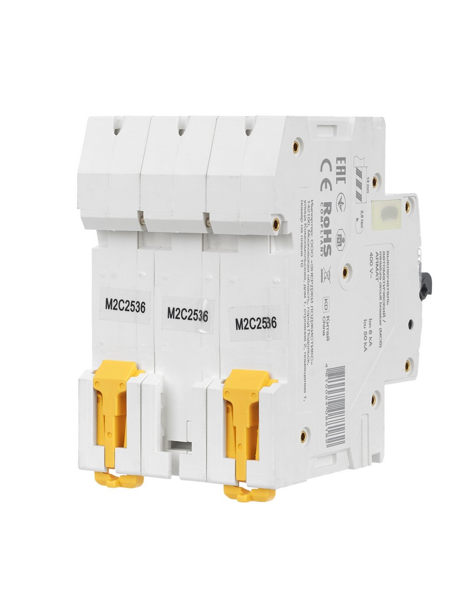 3 полюсные (трехполюсные) Автоматический выключатель IEK ARMAT M06N 3P C 25А AR-M06N-3-C025 