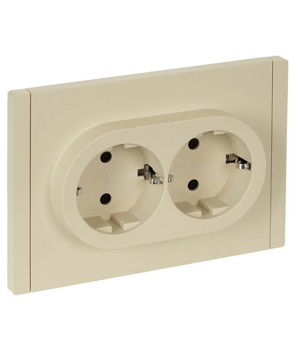 IEK FORTE&PIANO Ваниль Розетка IEK FORTE&PIANO Ваниль 2-я с/з со шт безвинтовое крепление 16А FP423