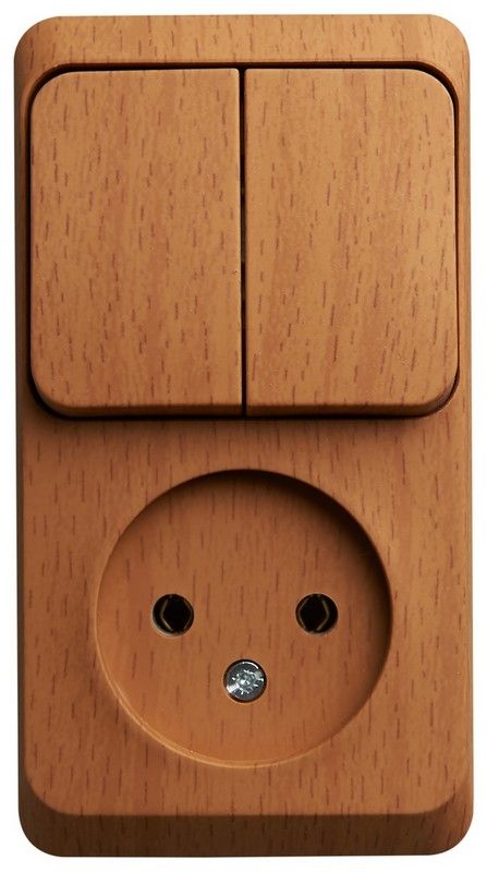 Этюд Дача Блок Этюд Розетка б/з + выключатель 2-клавишный наружный Бук BPA16-205T