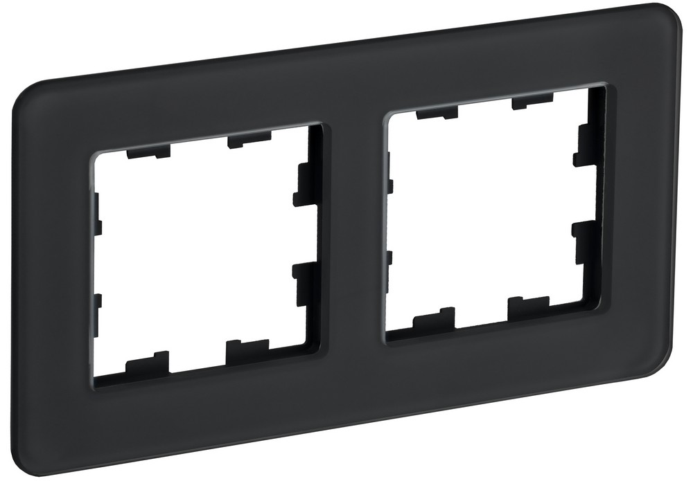 IEK Brite Рамки Рамка IEK BRITE DECOR Черный матовый стекло скругл.угол 2-мест. РУ-2-2-Бр RE BR-M22-G-41-K02