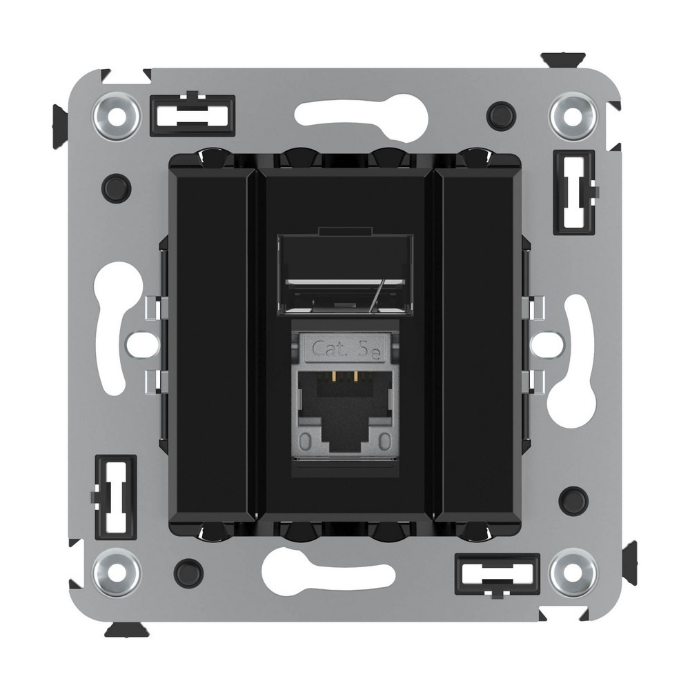 DKC Avanti механизмы Черный квадрат Компьютерная розетка DKC Avanti RJ-45 в стену кат.5e одинарная экранированная"Черный квадрат" 4402363