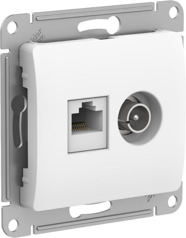 Glossa Белый Розетка Systeme Electric Glossa Белый двойная TV + компьютерная RJ45, кат.5E GSL000189