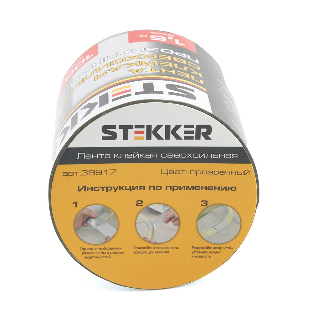 Лента клейкая сверхсильная STEKKER 0,7*100 мм, 1,5 м. прозрачная INTP9-0715-10 39917
