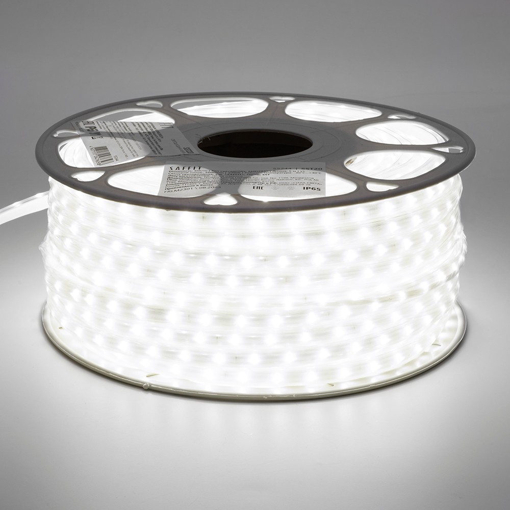 Светодиодная лента белая нейтральная Лента светодиодная SAFFIT SST20 60SMD(2835)/м 6Вт/м 220V 4000K IP65 50 метров (цена за метр) 55244 