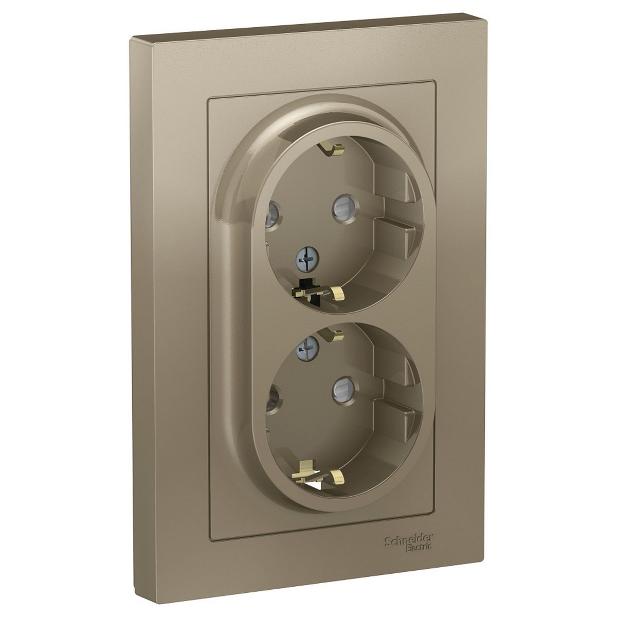 AtlasDesign Шампань Розетка Systeme Electric AtlasDesign Шампань с/з двойная, со шторками, 16А, в сборе ATN000526