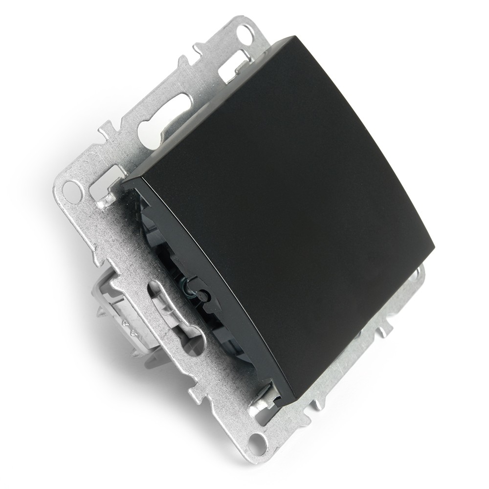 Эрна - Розетки и выключатели Stekker Выключатель 1-клавишный STEKKER PSW10-9103-03 10А Эрна черный 49148