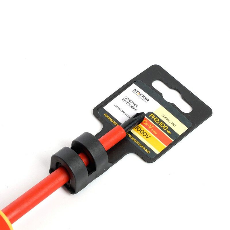 Отвертка крестовая диэлектрическая STEKKER Ph 2 х 100 мм SDE-PH2-100 39766 фото