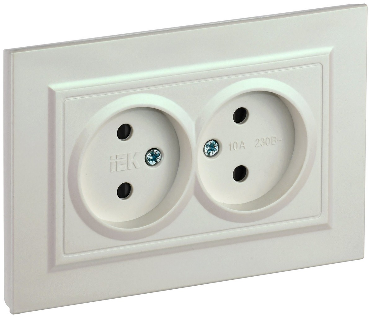 IEK Brite Жемчуг Розетка IEK BRITE Жемчуг 2-я без з/к с з/ш 10А в сборе РСш12-2-БрЖ BR-R23-10-K36-F
