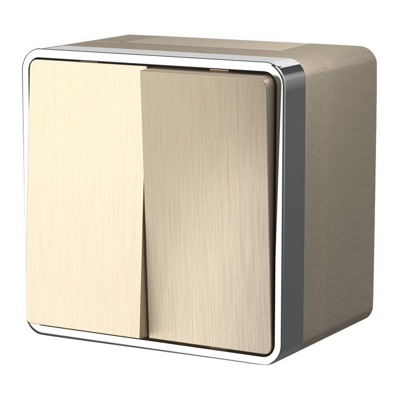 Werkel Gallant шампань рифленный Выключатель Werkel двухклавишный влагозащищенный Gallant (шампань рифленый) WL15-03-02