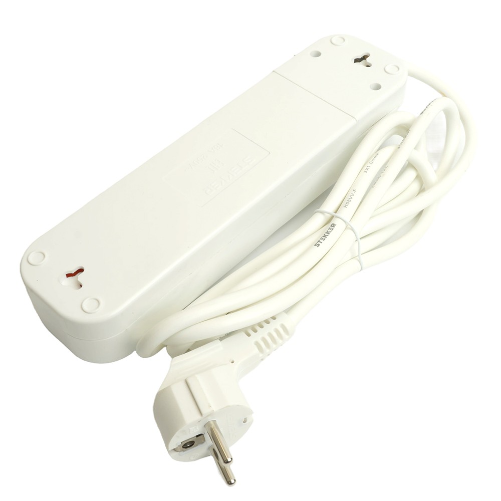 Колодки и удлинители, тройники Удлинитель STEKKER четырехместный с/з с выключ. HM07-41-03 3м Home (У16А-003) белый 49359 