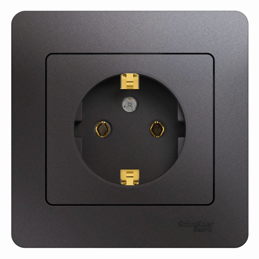 Glossa Графит Розетка Systeme Electric Glossa Графит с-з (в сборе) GSL001342