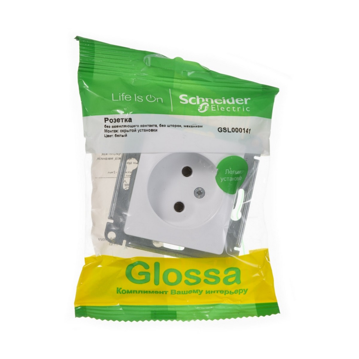 Glossa Белый Розетка Systeme Electric Glossa Белый без заземления GSL000141