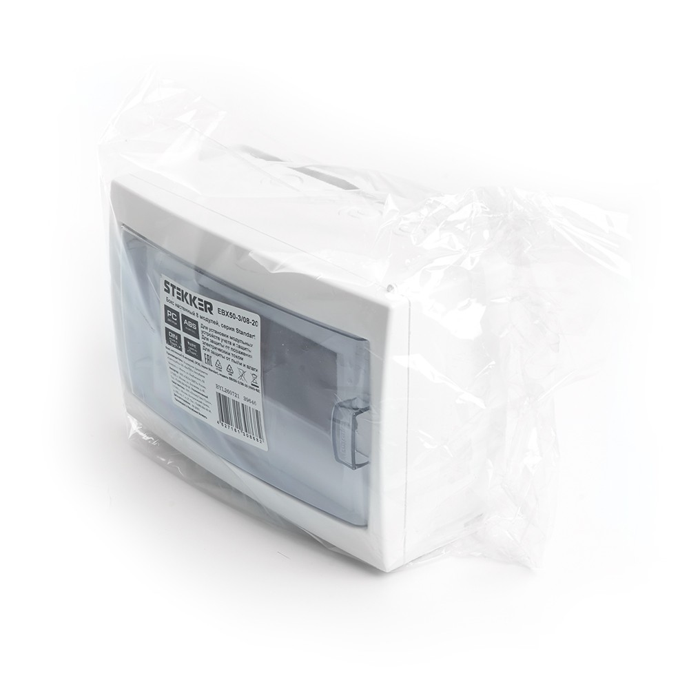 Пластиковые боксы и щиты Stekker Бокс настенный STEKKER EBX50-3/08-20 8 модулей, пластик, серия Standart 39646