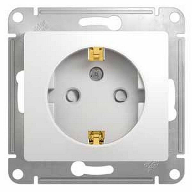 Glossa Белый Розетка Systeme Electric Glossa Белый с заземлением со шторками GSL000145