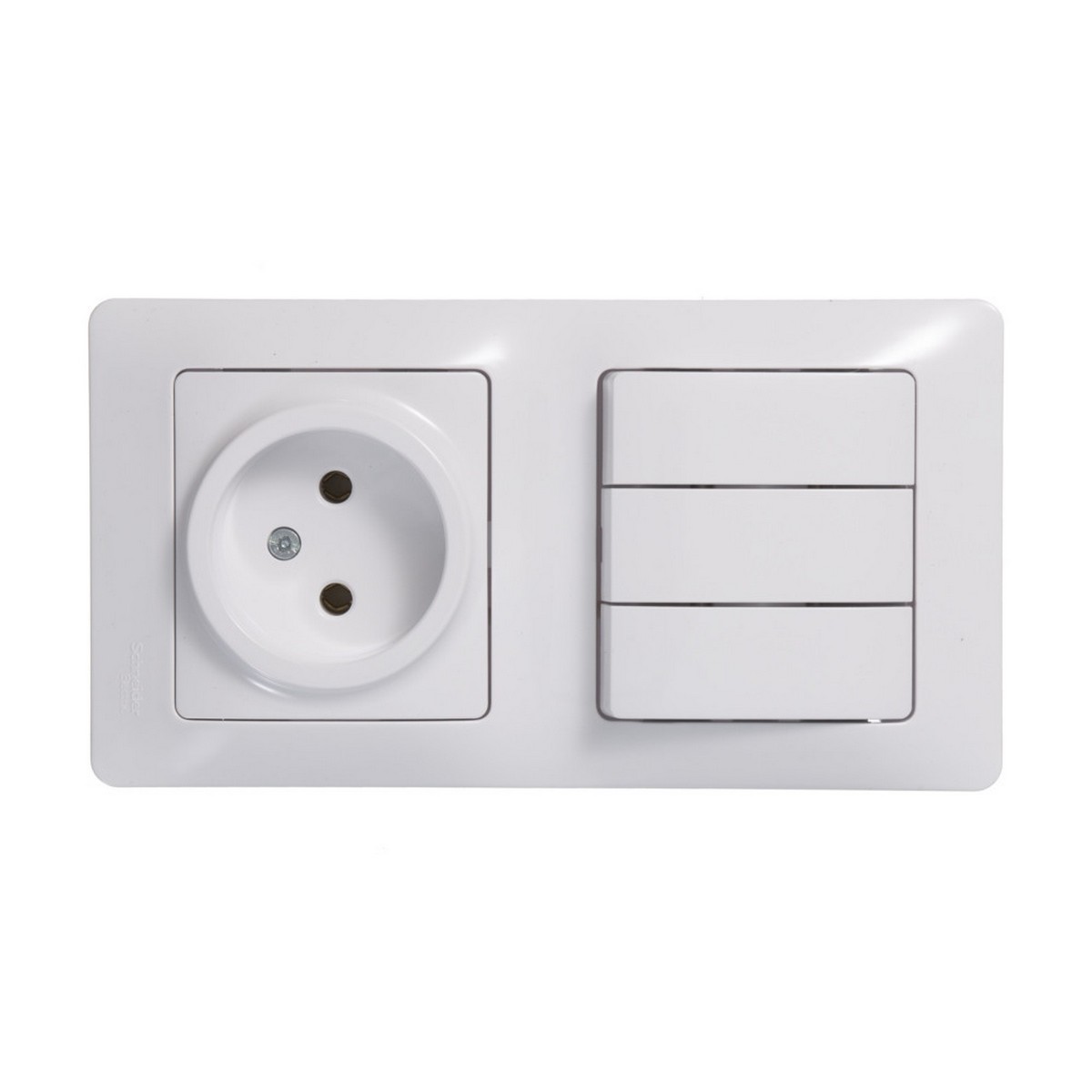 Glossa Белый Блок:Glossa Белый розетка и 3-кл. выключатель GSL000176