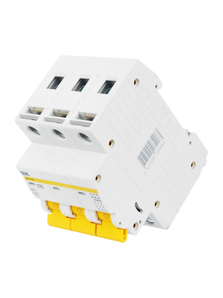 3 полюсные (трехполюсные) Автоматический выключатель IEK KARAT ВА47-29 3Р 25А 4,5кА х-ка С MVA20-3-025-C 