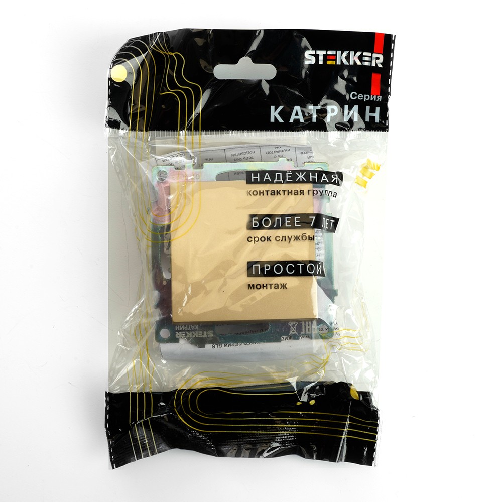 Катрин - Розетки и выключатели Stekker Выключатель 1-клавишный STEKKER GLS10-7103-08 250V 10А Катрин золото 49213