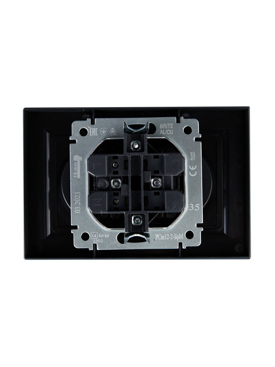 IEK Brite Маренго Розетка IEK BRITE Маренго 2-я без з/к с з/ш 10А в сборе РСш12-2-БрМ BR-R23-10-K35-F