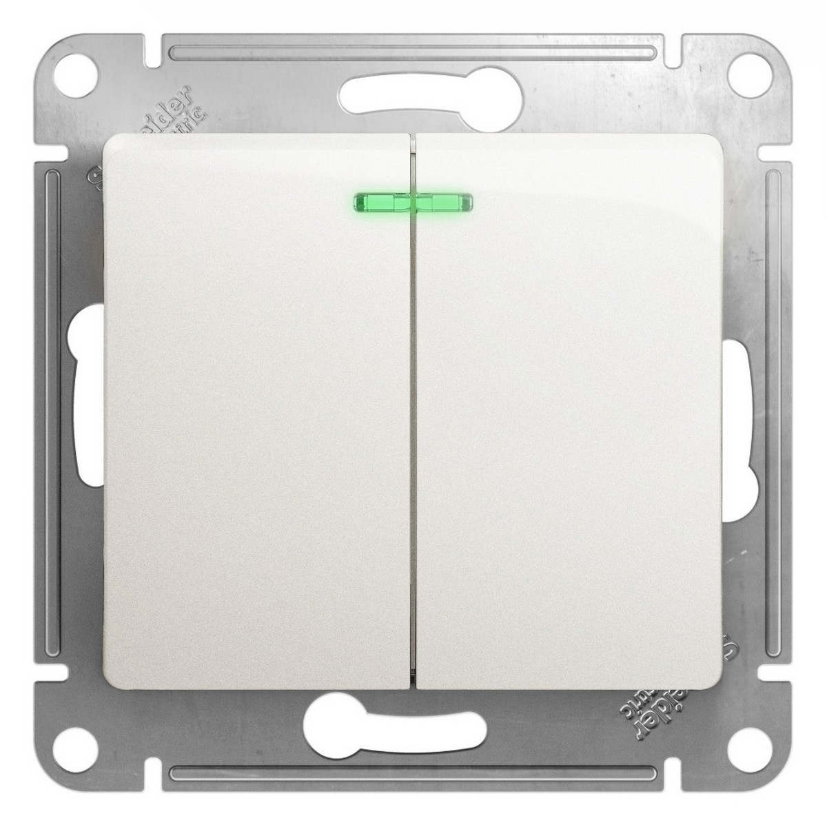 Glossa Перламутр Выключатель Systeme Electric Glossa Перламутр 2-клавишный с подсветкой GSL000653