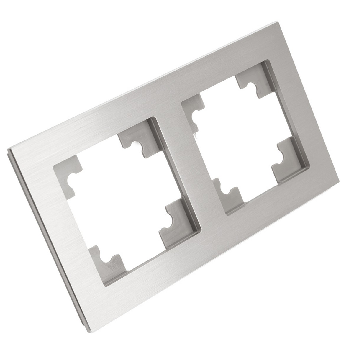 Катрин - Розетки и выключатели Stekker Рамка 2-местная металл STEKKER MFR00-7002-03 Катрин серебро 50015