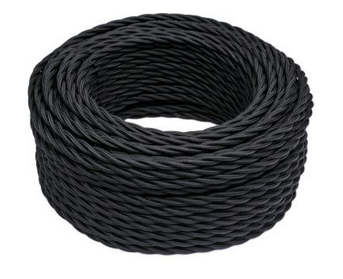 Витой ретро провод (кабель) Витой провод BIRONI Черный матовый 3*1,5 20м B1-434-73-20 