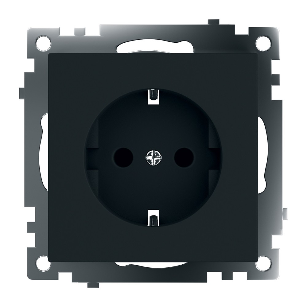 Катрин - Розетки и выключатели Stekker Розетка 1-местная с/з STEKKER GLS16-7110-05 250V 16А с защ. шторкой Катрин черный 39610