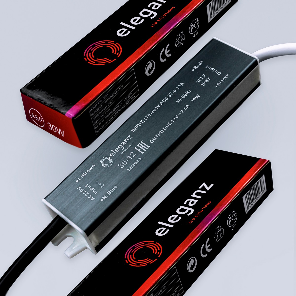 Блоки питания для светодиодной ленты Блок питания для светодиодной ленты Eleganz 12V 30W IP67 герметичный 1111 