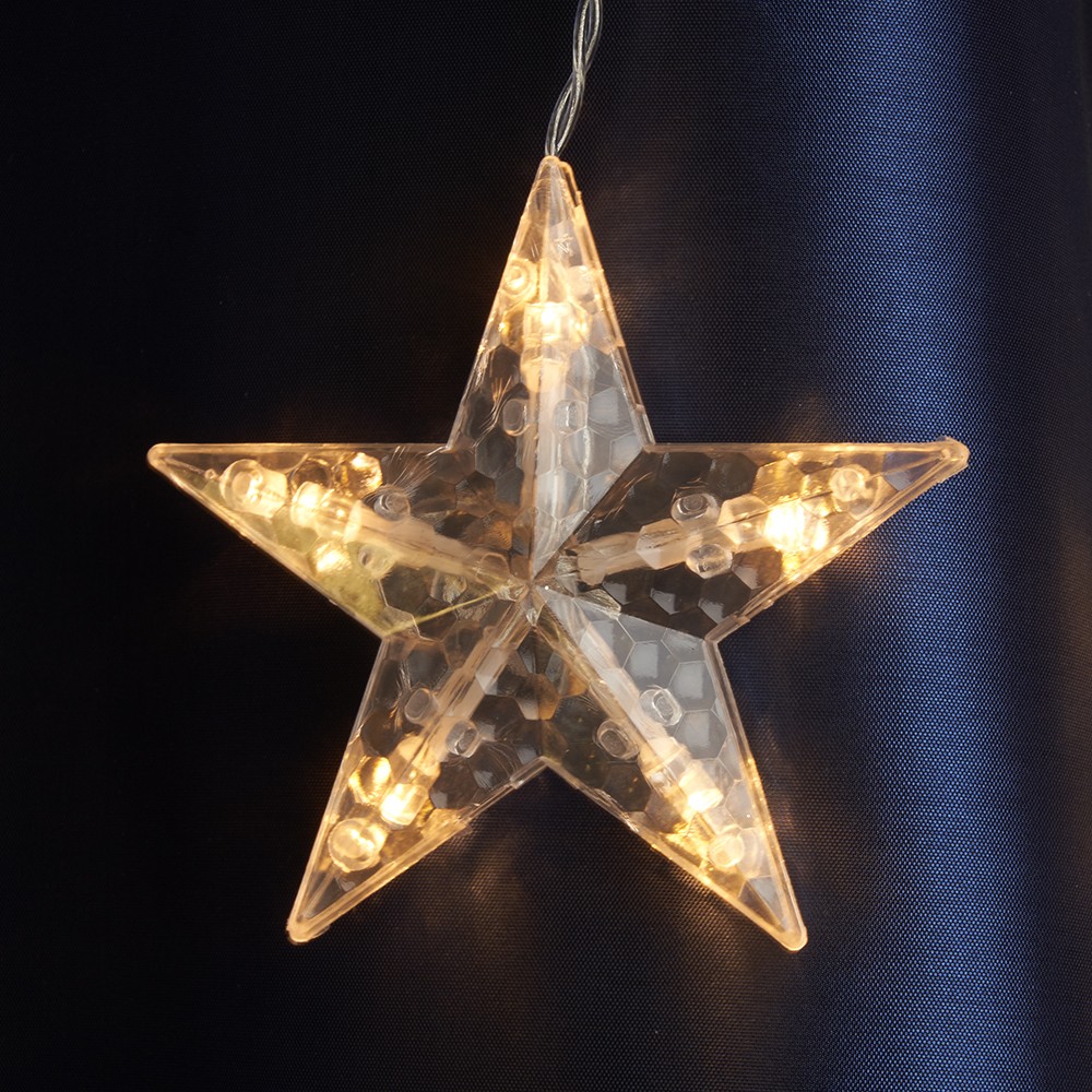 Светодиодная гирлянда Feron CL29 бахрома Звезды 3*1м + 3м 230V 2700K статичная c питанием от сети прозрачный шнур 48613