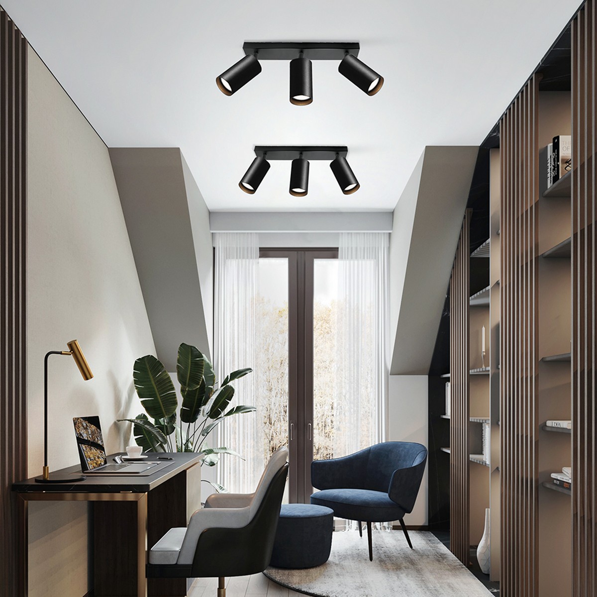 Светильники споты светодиодные Светильник спот Feron ML203 настенно-потолочный GU10 черный 41065 