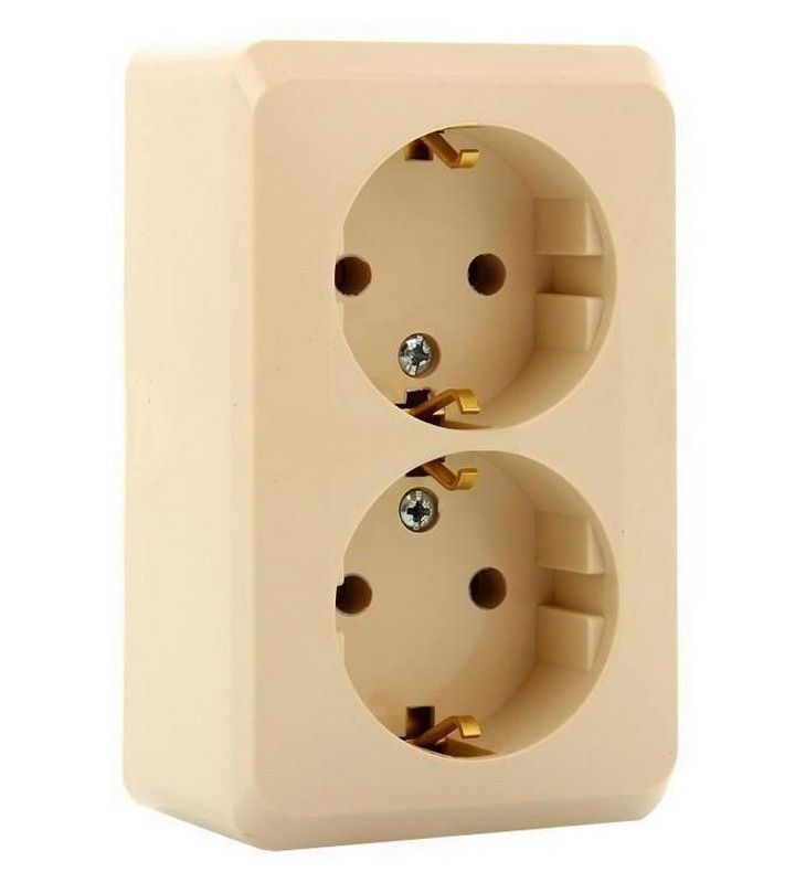 Этюд Кремовый Розетка 2-ая Systeme Electric Этюд наружный Бежевый с/з без шторок PA16-007K