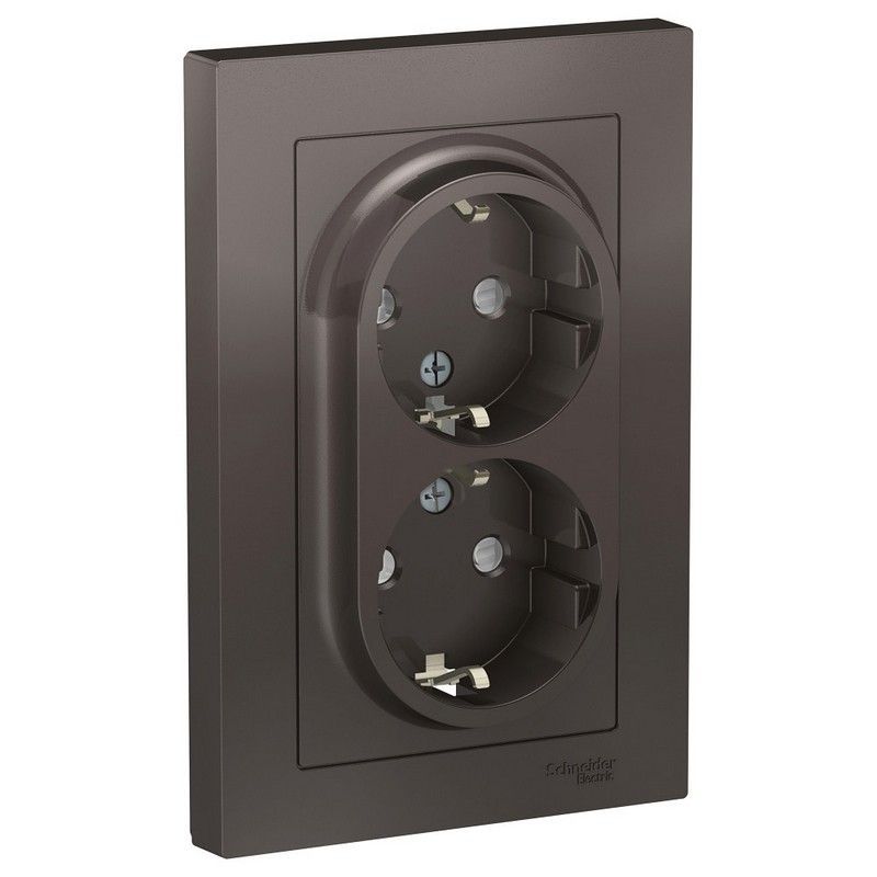 AtlasDesign Мокко Розетка Systeme Electric AtlasDesign Мокко с/з двойная, со шторками, 16А, в сборе ATN000626