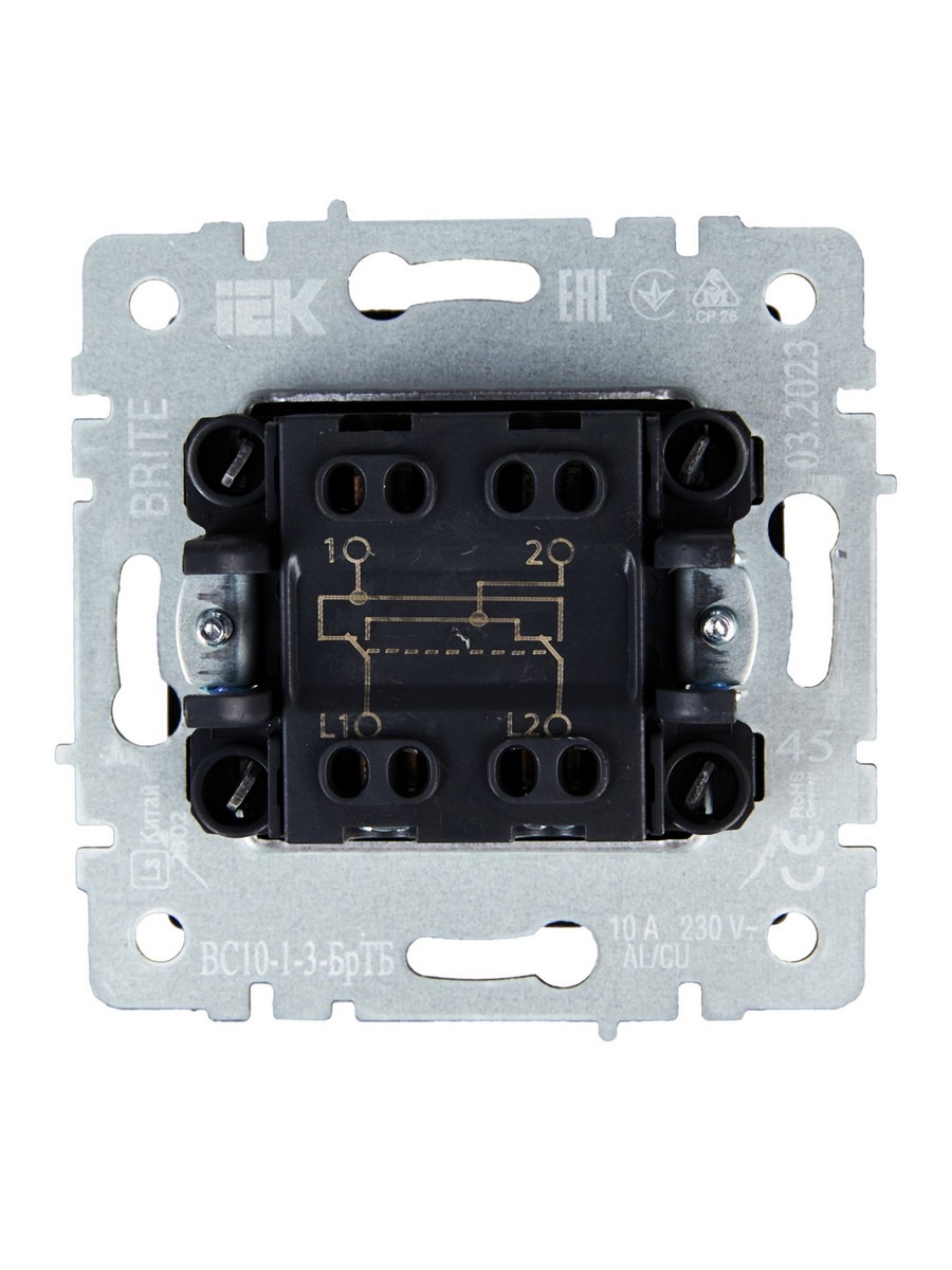 Выключатель IEK BRITE 1-клавишный перекрестный 10А ВС10-1-3-БрТБ бронза BR-V13-0-10-K45